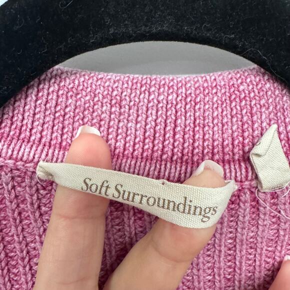 Soft Surroundings Womens Wilde Fiery Fuchsia Pink V Neck Sweater Size Medium - Picture 4 of 9